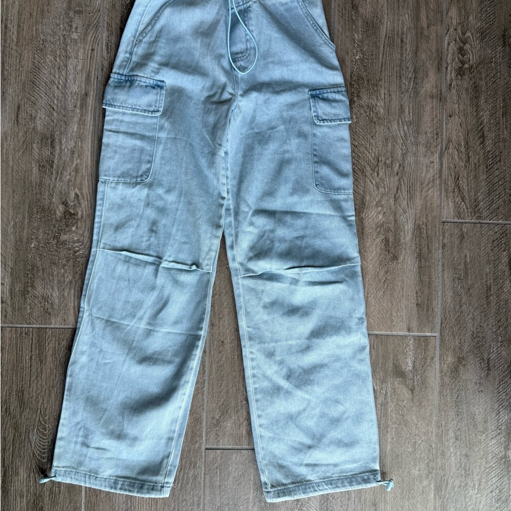 Kk Youth KanCan Light Blue Cargo Wide-Leg Pants - Kids Size 12